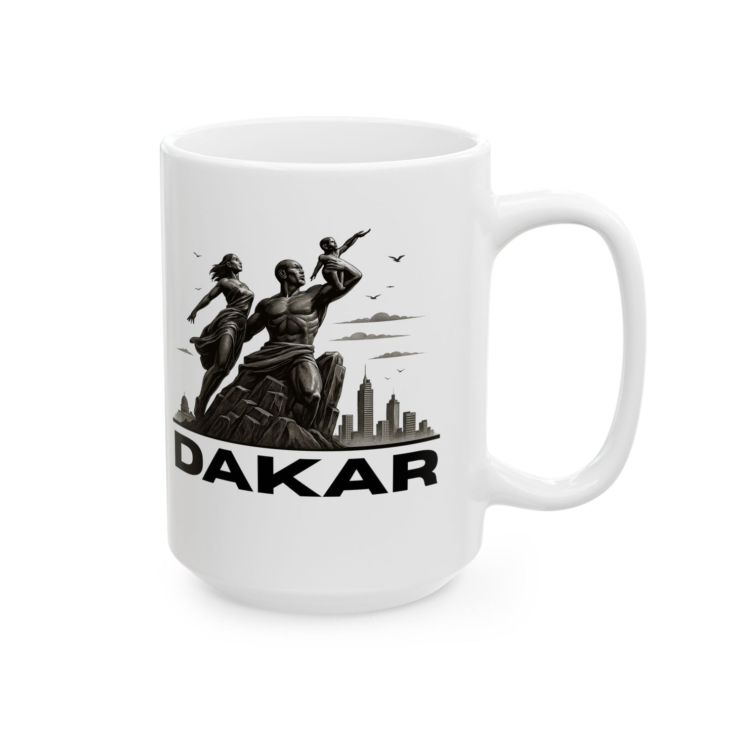 African Monument Statue Ceramic Mug - Perfect Gift for NYC Lovers, Travel Souvenir, Coffee Cup, Unique Kitchen Decor, 11oz & 15oz Options