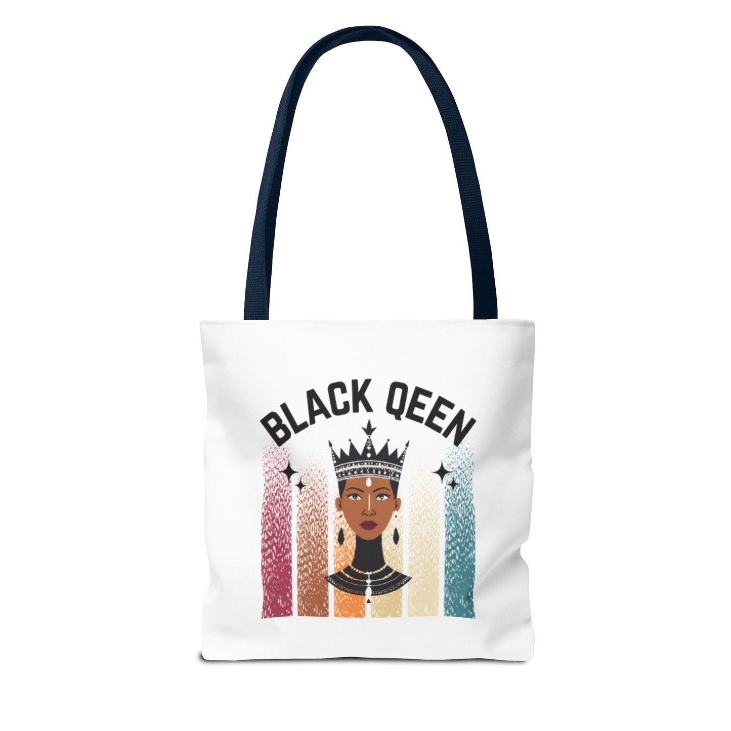 Black Queen Power Tote – Afrocentric Art Print, Durable Everyday Bag