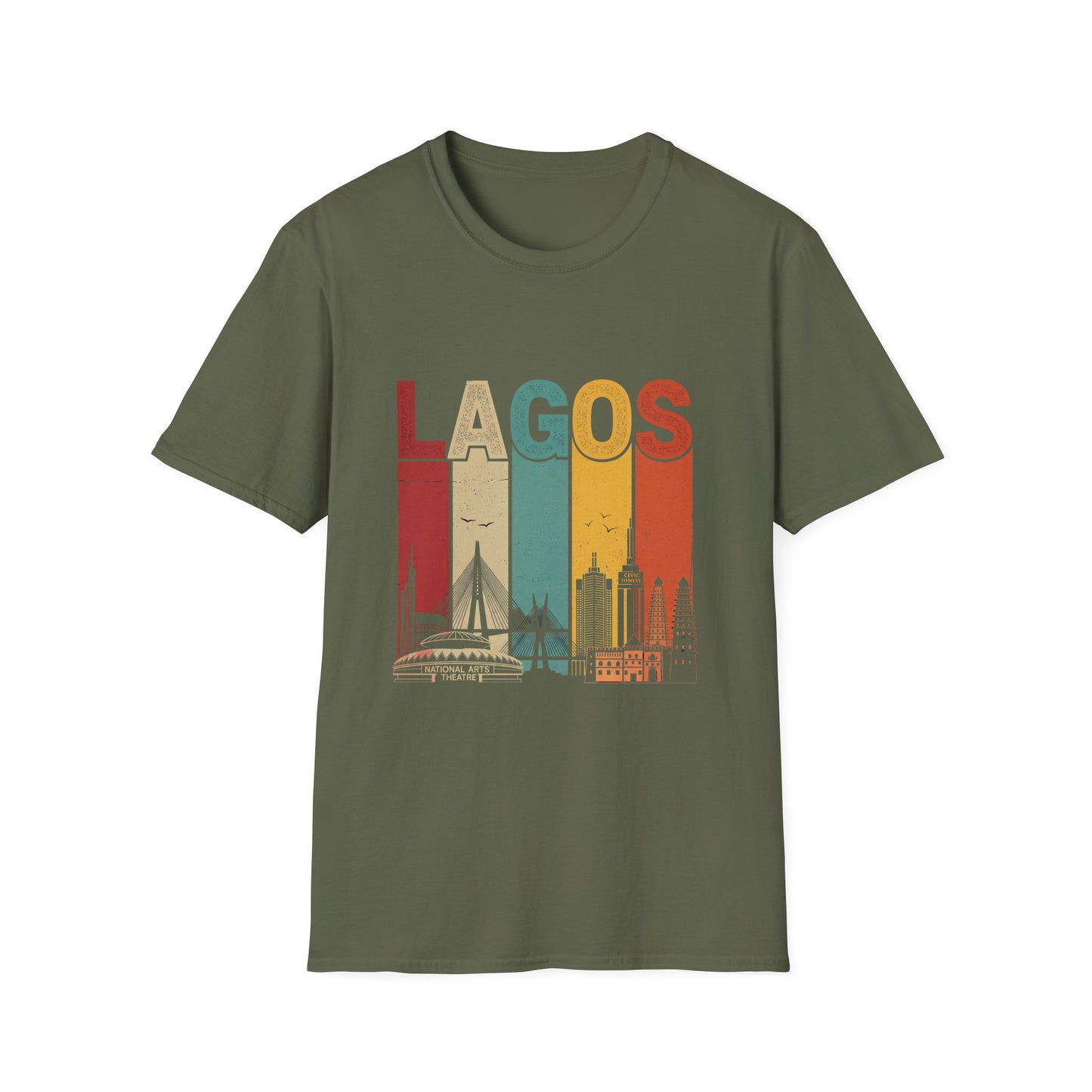 Lagos Cityscape T-Shirt, Unisex Tee, Vintage Travel Shirt, Lagos Gift, Casual Summer Wear, Graphic Tee for Vacation