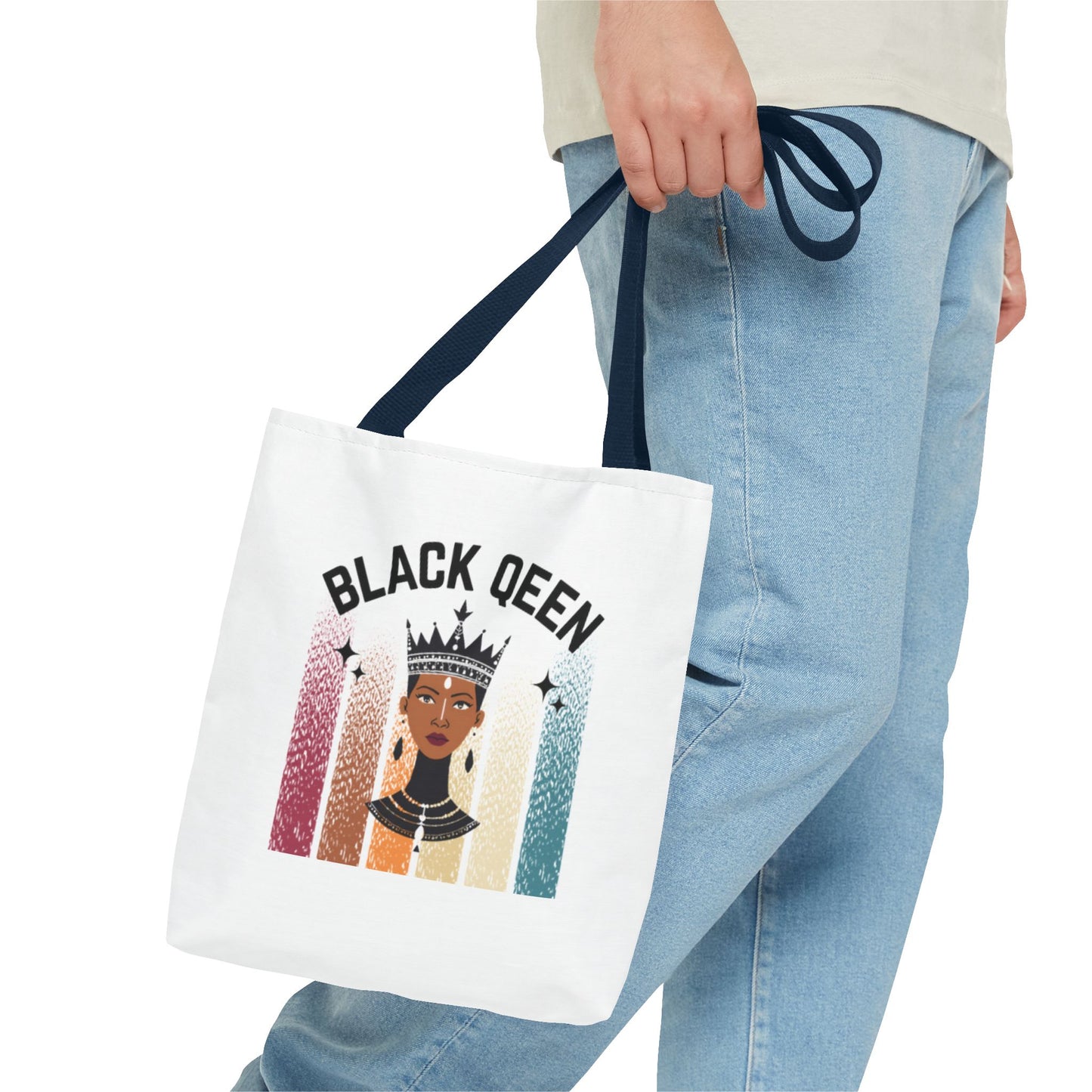 Black Queen Power Tote – Afrocentric Art Print, Durable Everyday Bag