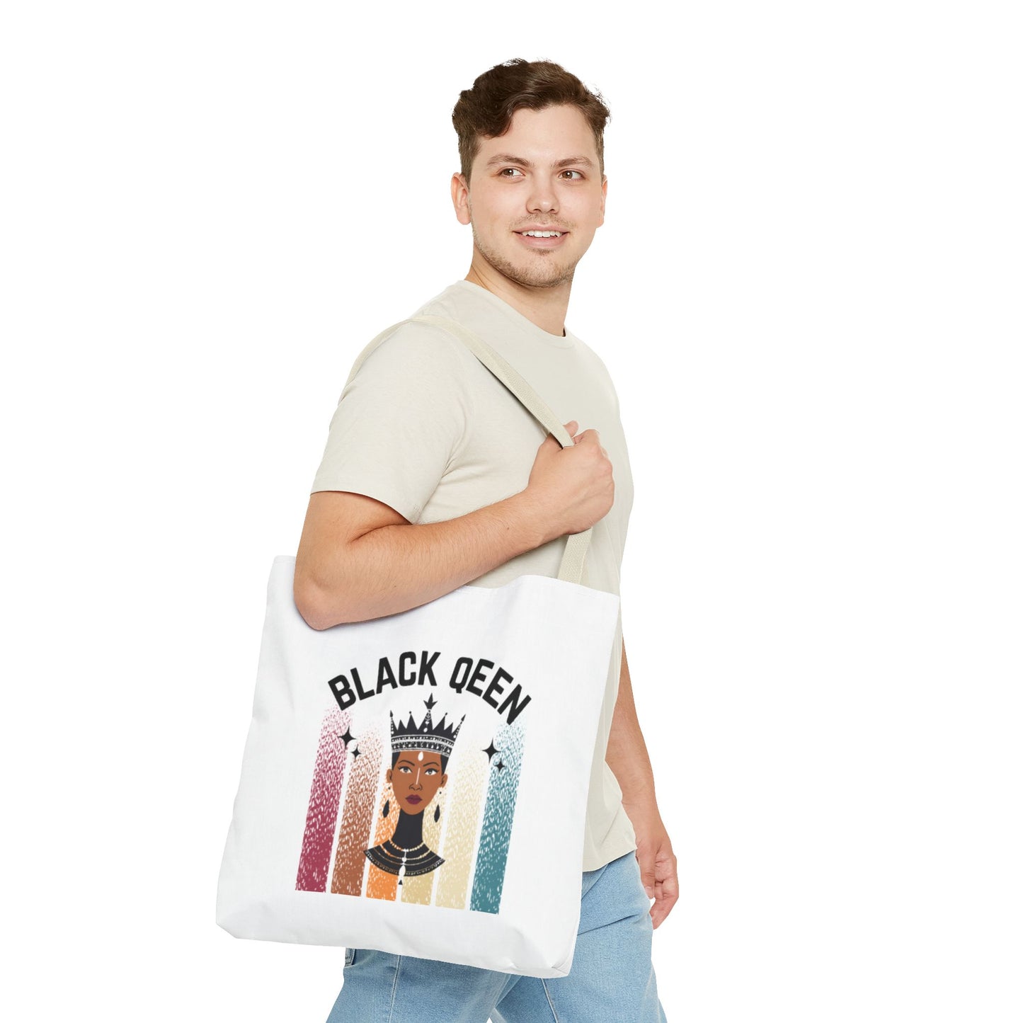 Black Queen Power Tote – Afrocentric Art Print, Durable Everyday Bag