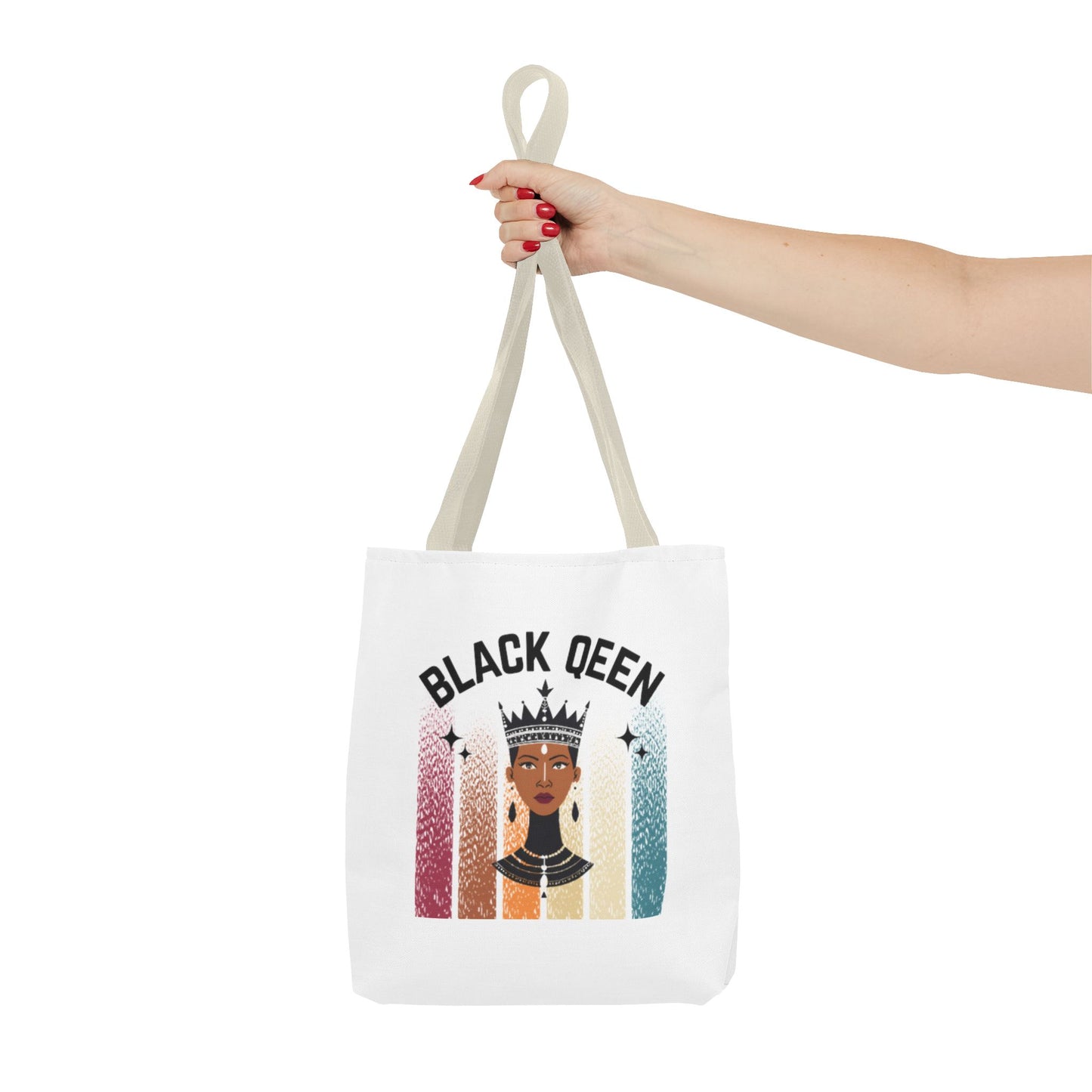 Black Queen Power Tote – Afrocentric Art Print, Durable Everyday Bag
