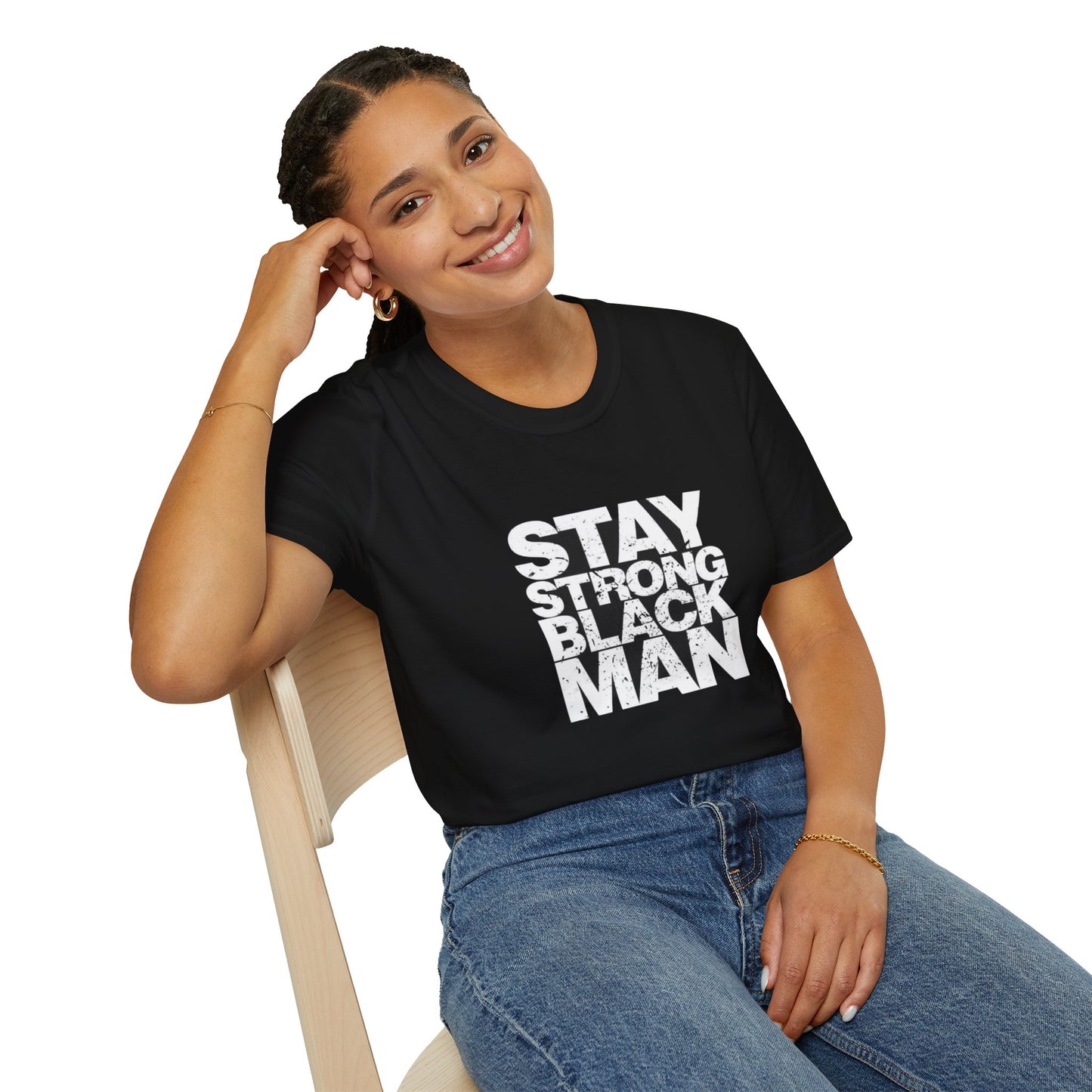 Stay Strong Black Man T-Shirt - Inspirational Daily Wear, Black Men's Pride Apparel, Gifts for Black History Month, Motivational Fashion