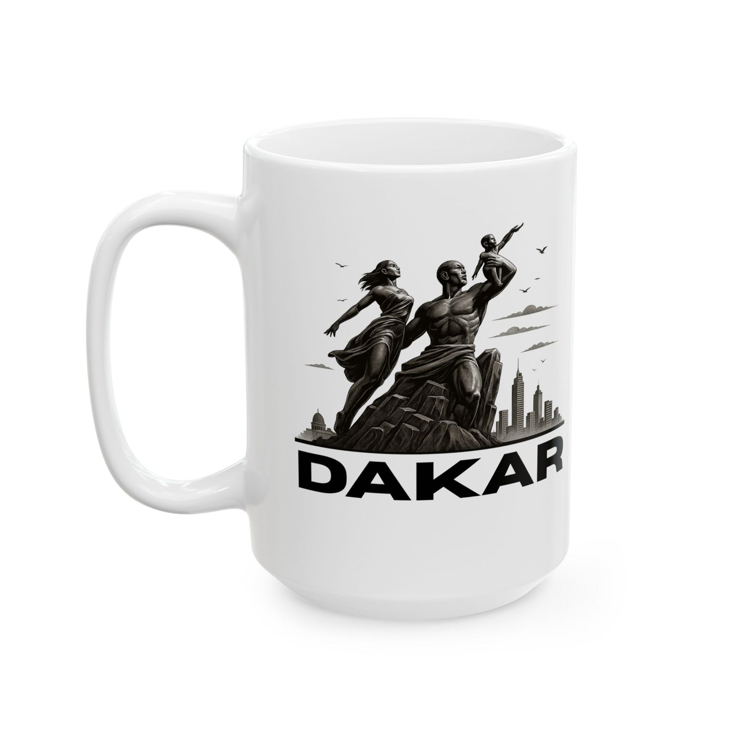 African Monument Statue Ceramic Mug - Perfect Gift for NYC Lovers, Travel Souvenir, Coffee Cup, Unique Kitchen Decor, 11oz & 15oz Options