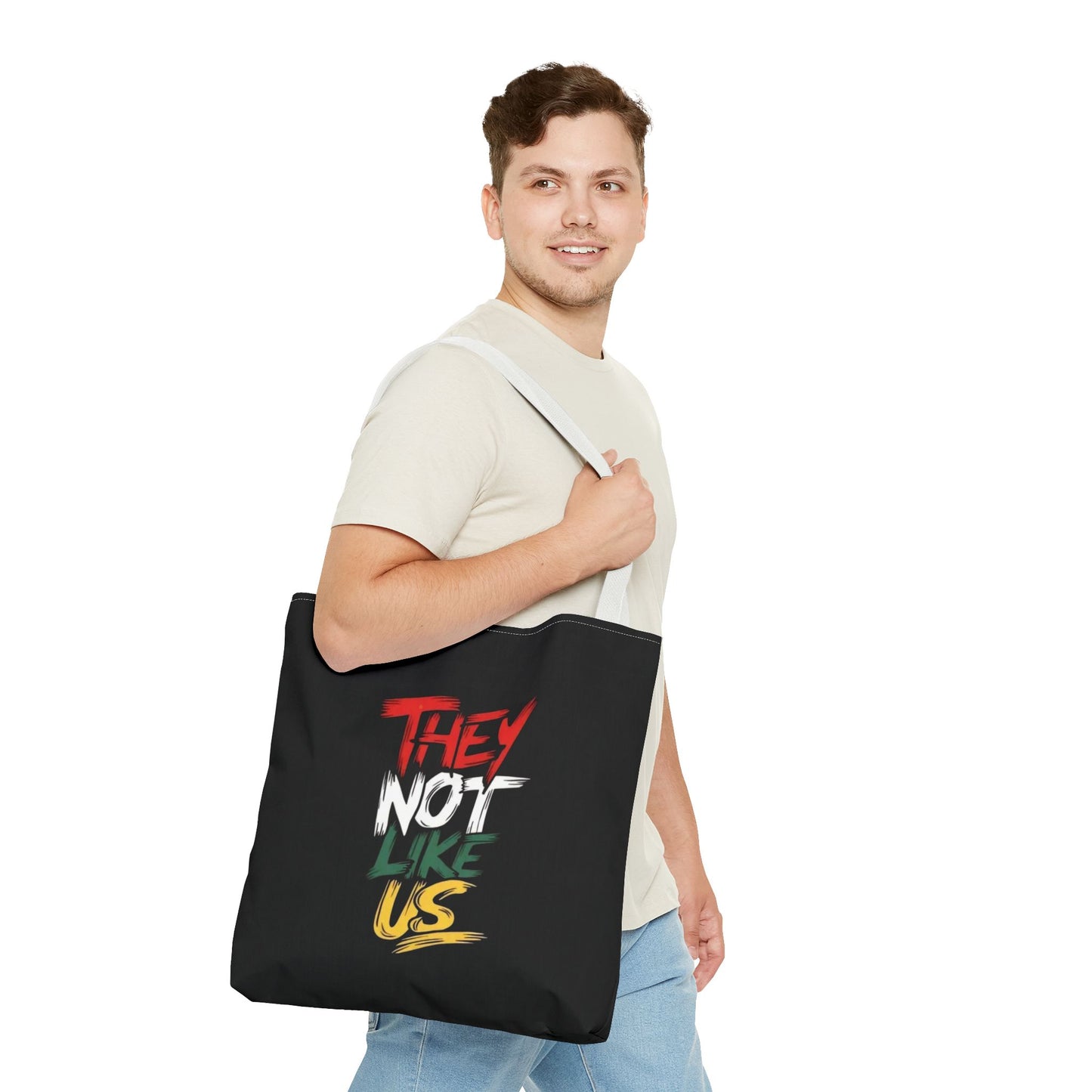 Vibrant Statement Tote Bag with 'They Not Like Us' Design, Eco-Friendly Shopping, Beach, Everyday Use, Gift for Friends