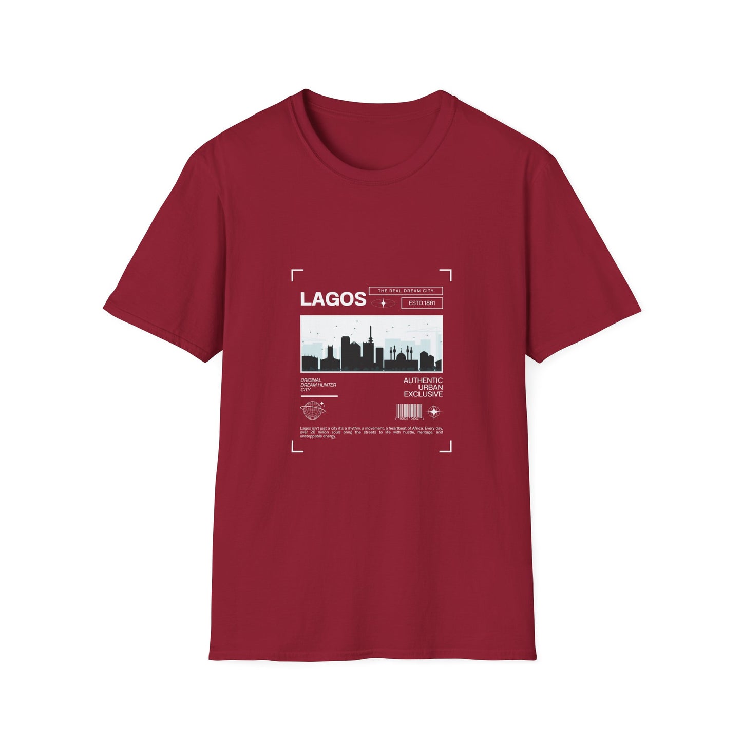 Lagos Retro City T-Shirt - Unisex Softstyle Tee for Urban Explorers, Perfect for Travel, Summer, Gifts, and Casual Wear