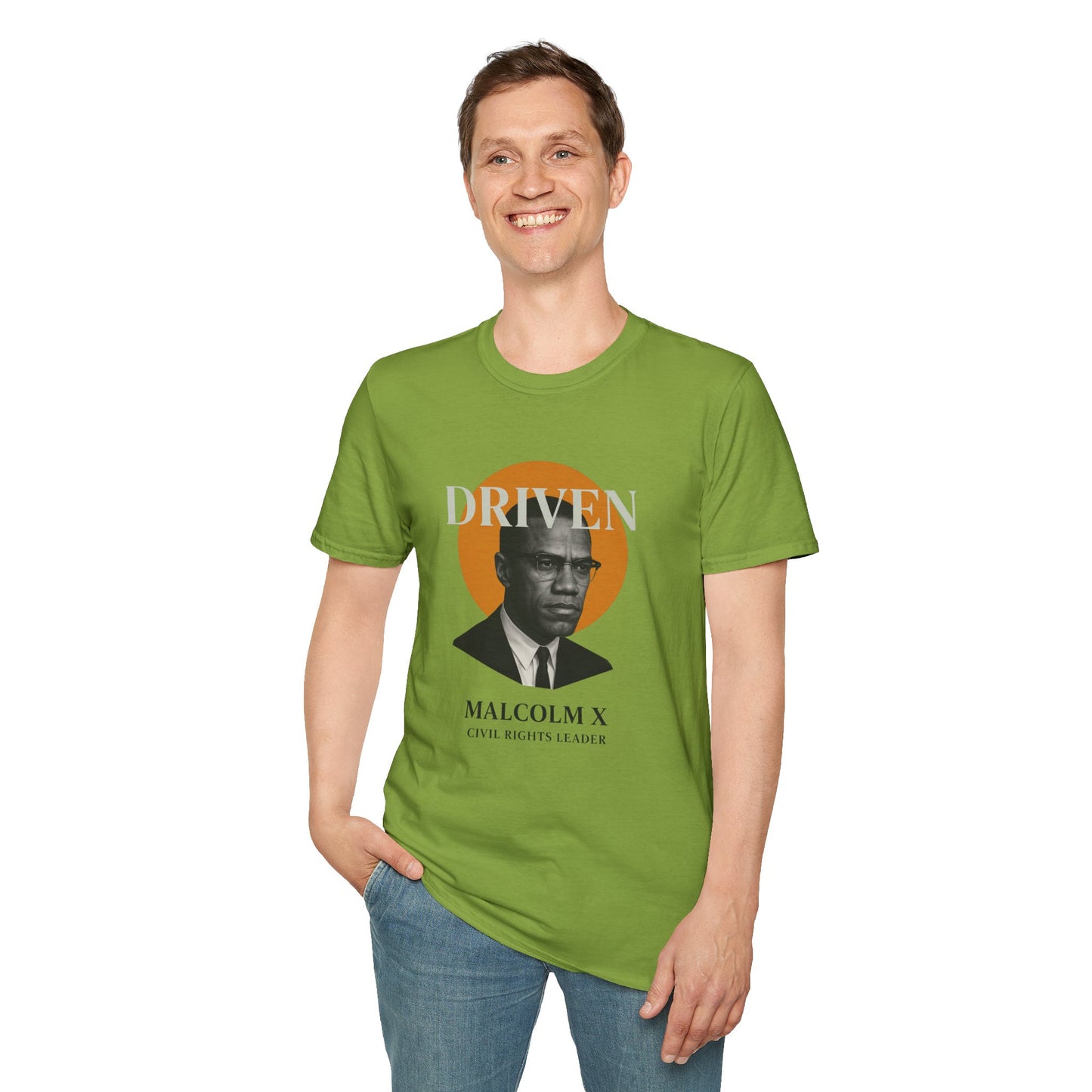 Driven Malcolm X Unisex Softstyle T-Shirt - Celebrate Civil Rights Leadership