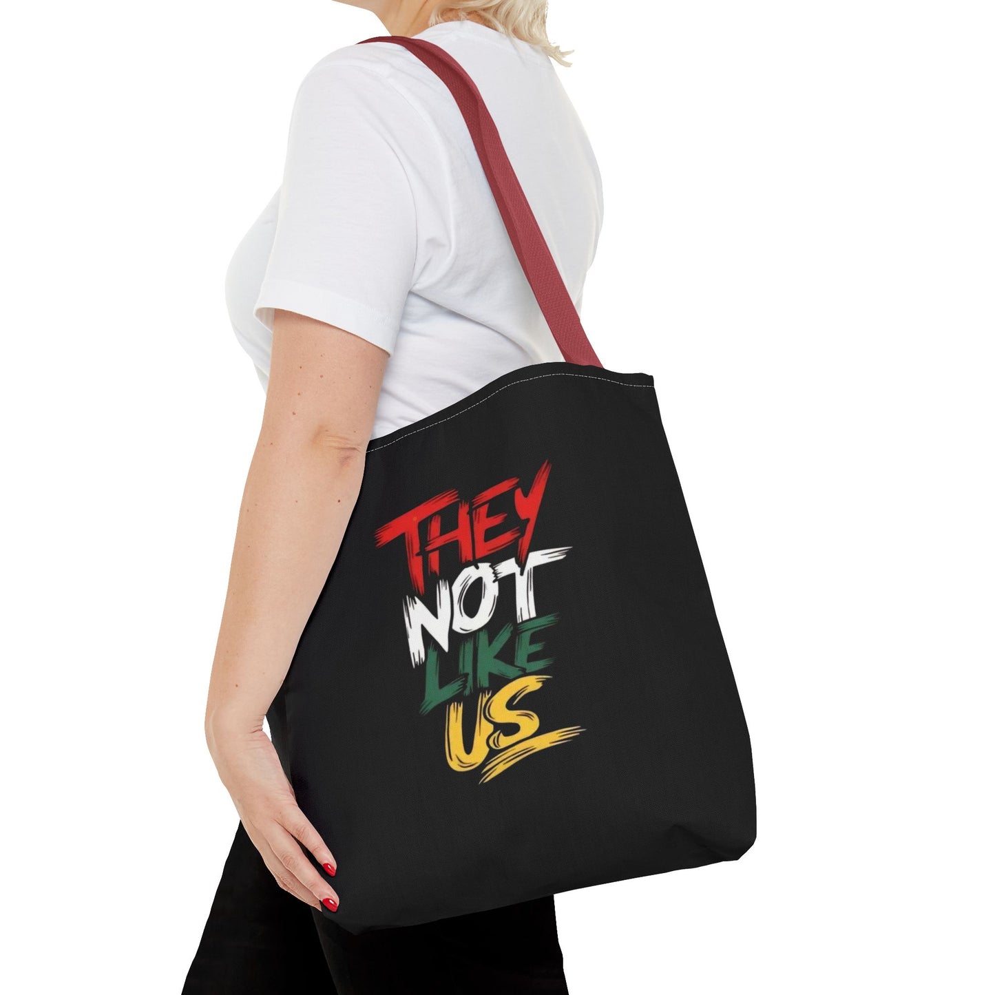 Vibrant Statement Tote Bag with 'They Not Like Us' Design, Eco-Friendly Shopping, Beach, Everyday Use, Gift for Friends