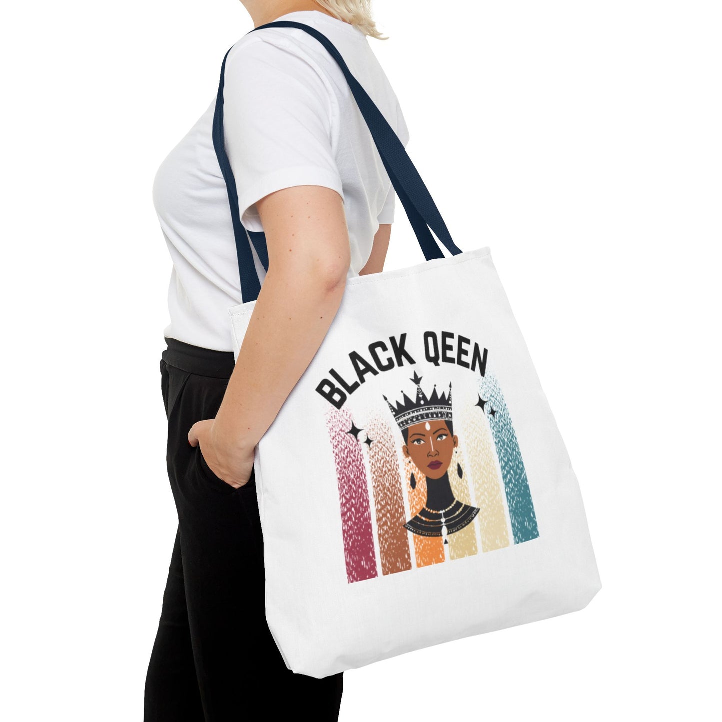 Black Queen Power Tote – Afrocentric Art Print, Durable Everyday Bag