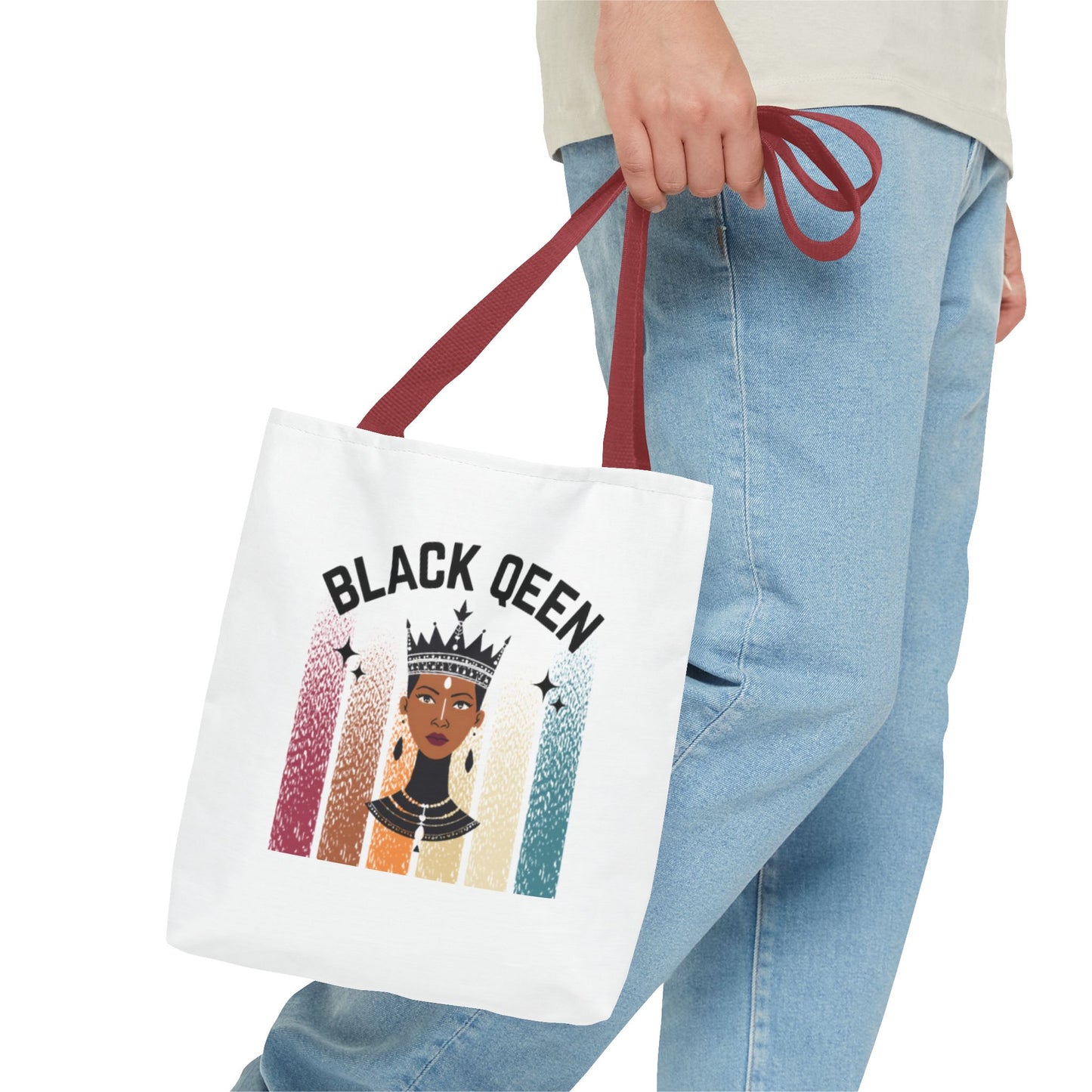 Black Queen Power Tote – Afrocentric Art Print, Durable Everyday Bag
