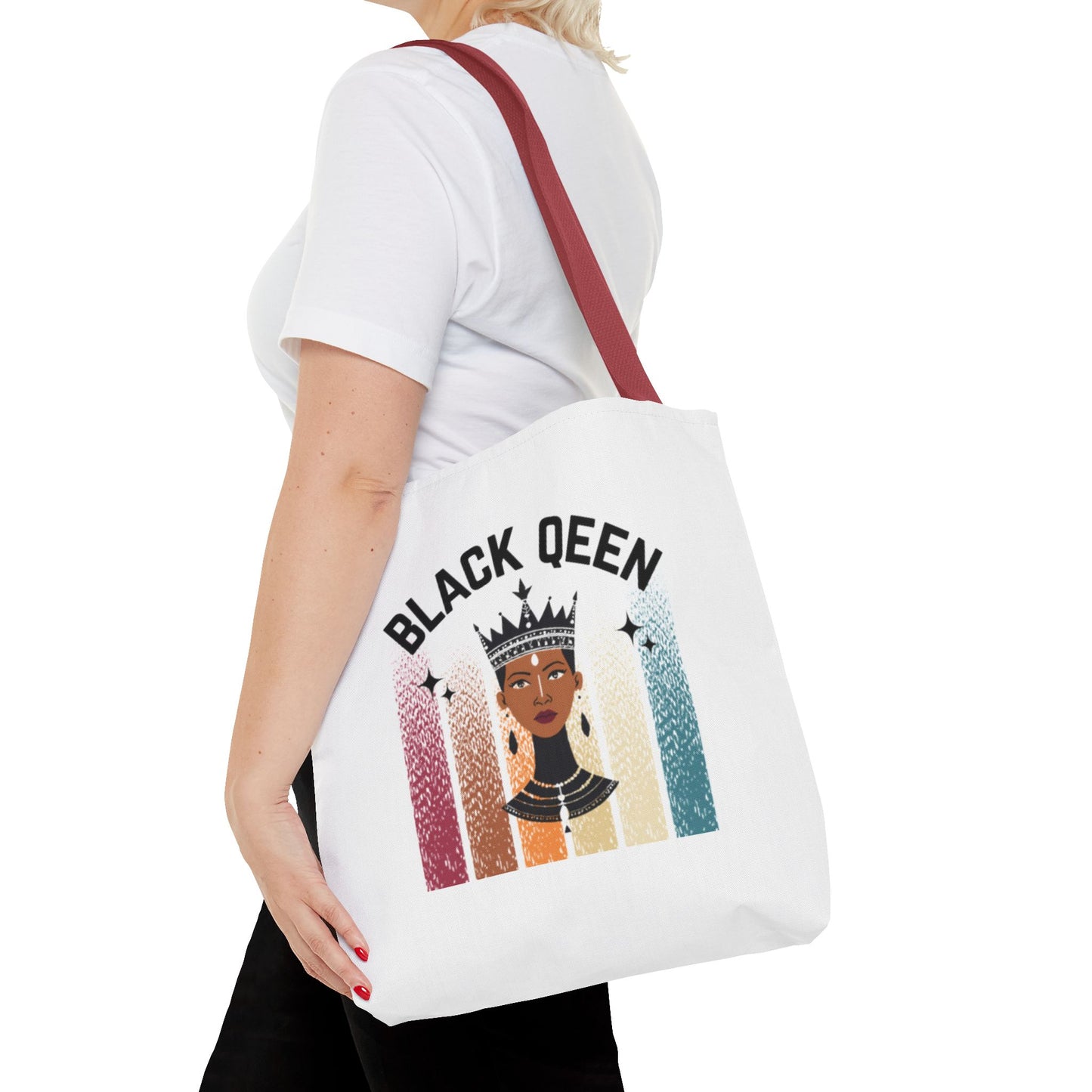 Black Queen Power Tote – Afrocentric Art Print, Durable Everyday Bag
