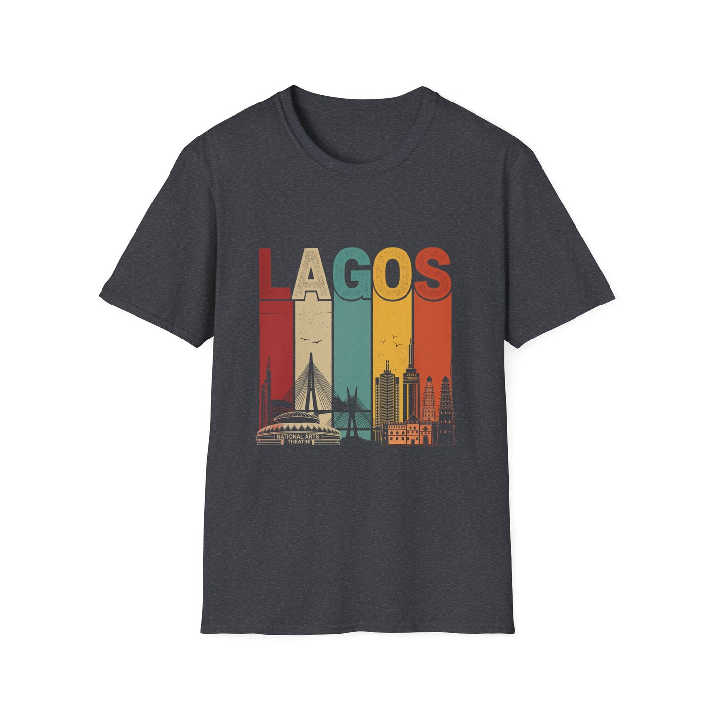 Lagos Cityscape T-Shirt, Unisex Tee, Vintage Travel Shirt, Lagos Gift, Casual Summer Wear, Graphic Tee for Vacation