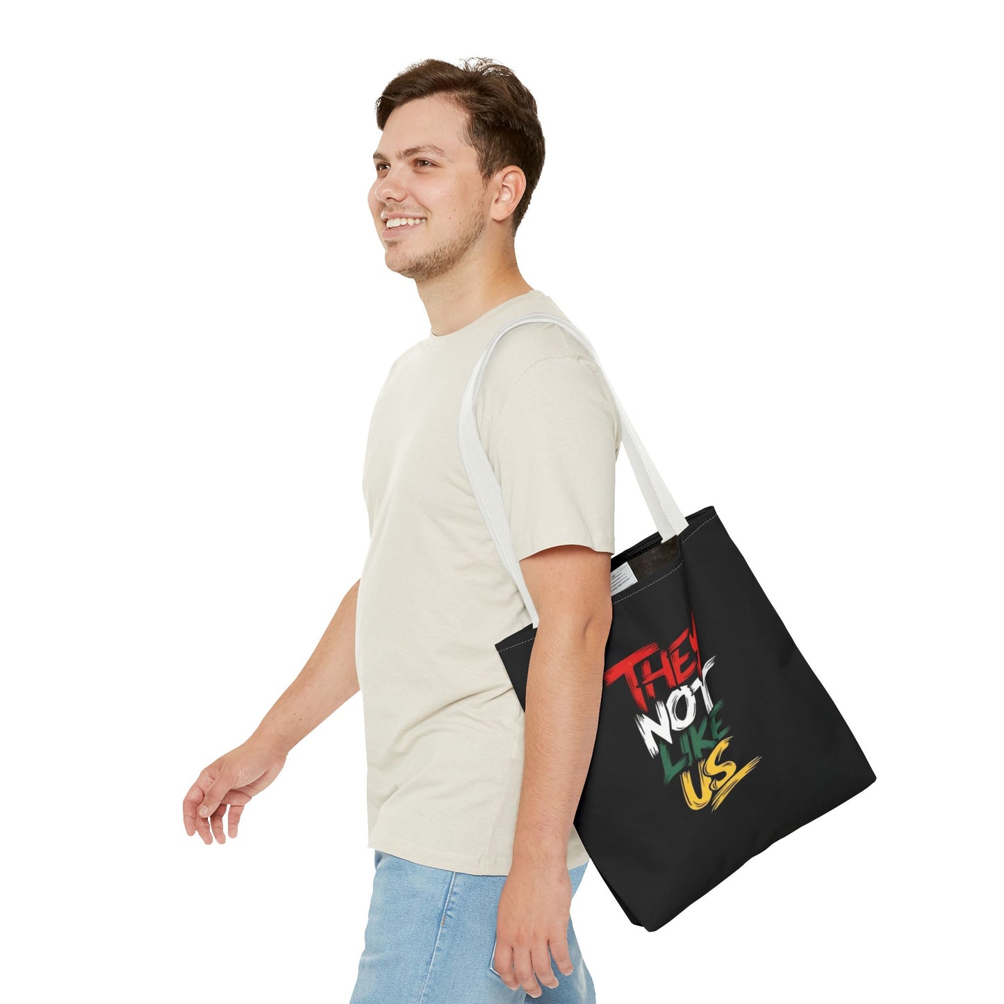 Vibrant Statement Tote Bag with 'They Not Like Us' Design, Eco-Friendly Shopping, Beach, Everyday Use, Gift for Friends