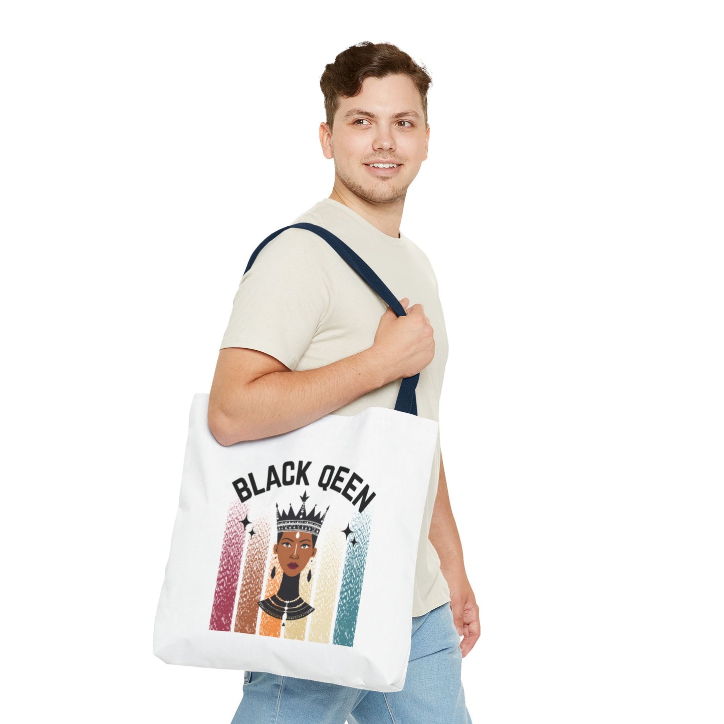 Black Queen Power Tote – Afrocentric Art Print, Durable Everyday Bag