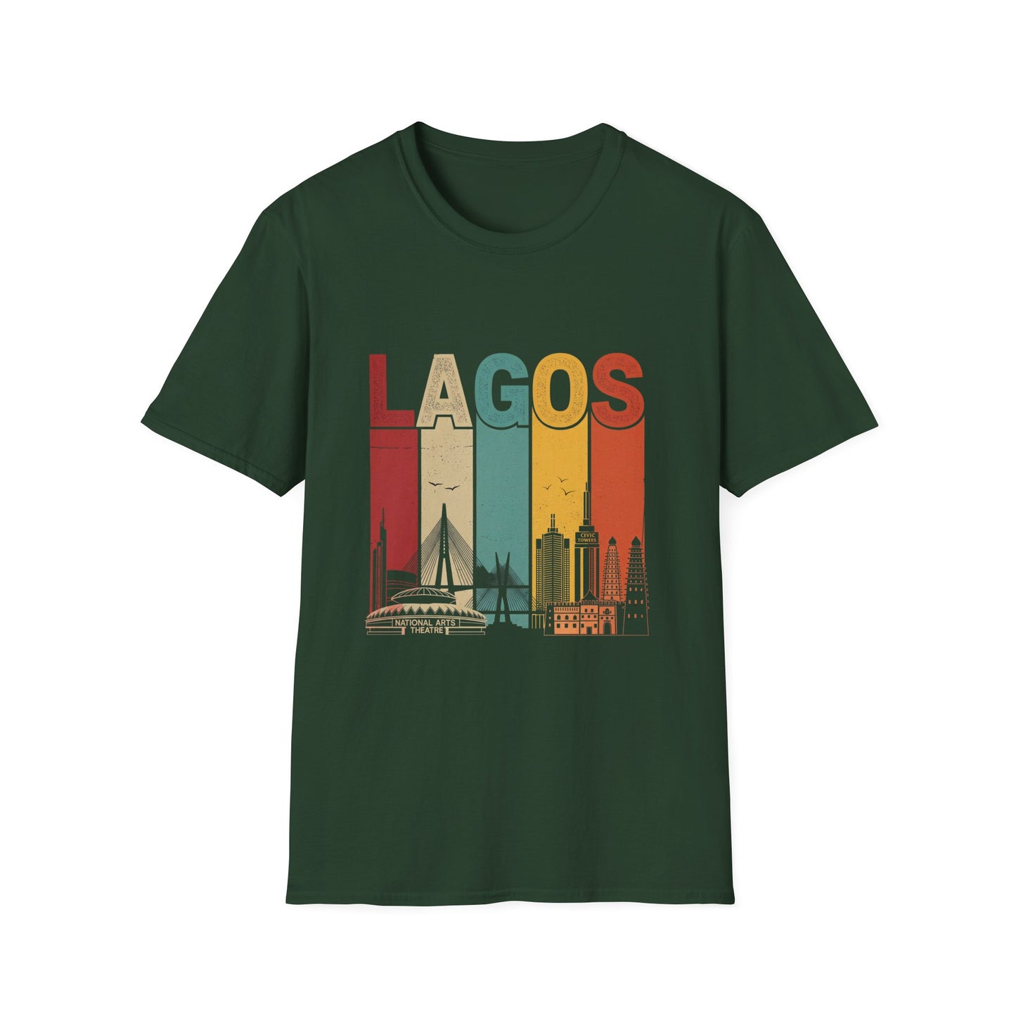Lagos Cityscape T-Shirt, Unisex Tee, Vintage Travel Shirt, Lagos Gift, Casual Summer Wear, Graphic Tee for Vacation