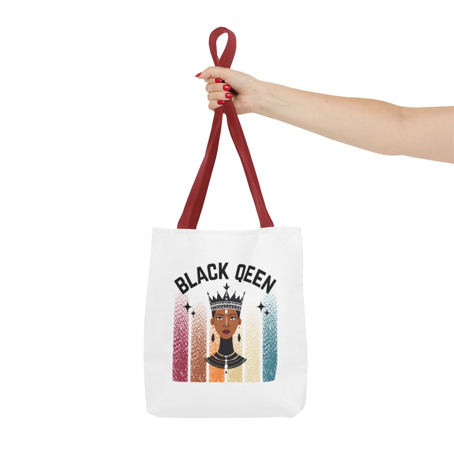 Black Queen Power Tote – Afrocentric Art Print, Durable Everyday Bag