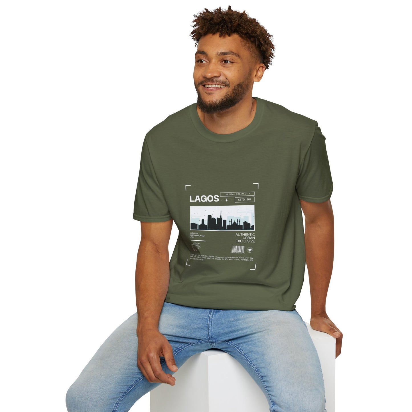 Lagos Retro City T-Shirt - Unisex Softstyle Tee for Urban Explorers, Perfect for Travel, Summer, Gifts, and Casual Wear