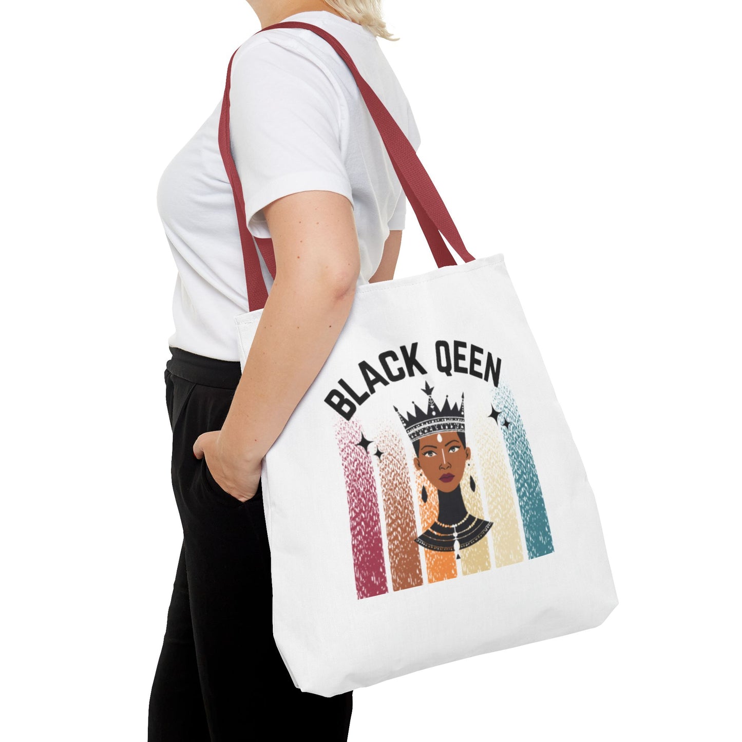 Black Queen Power Tote – Afrocentric Art Print, Durable Everyday Bag