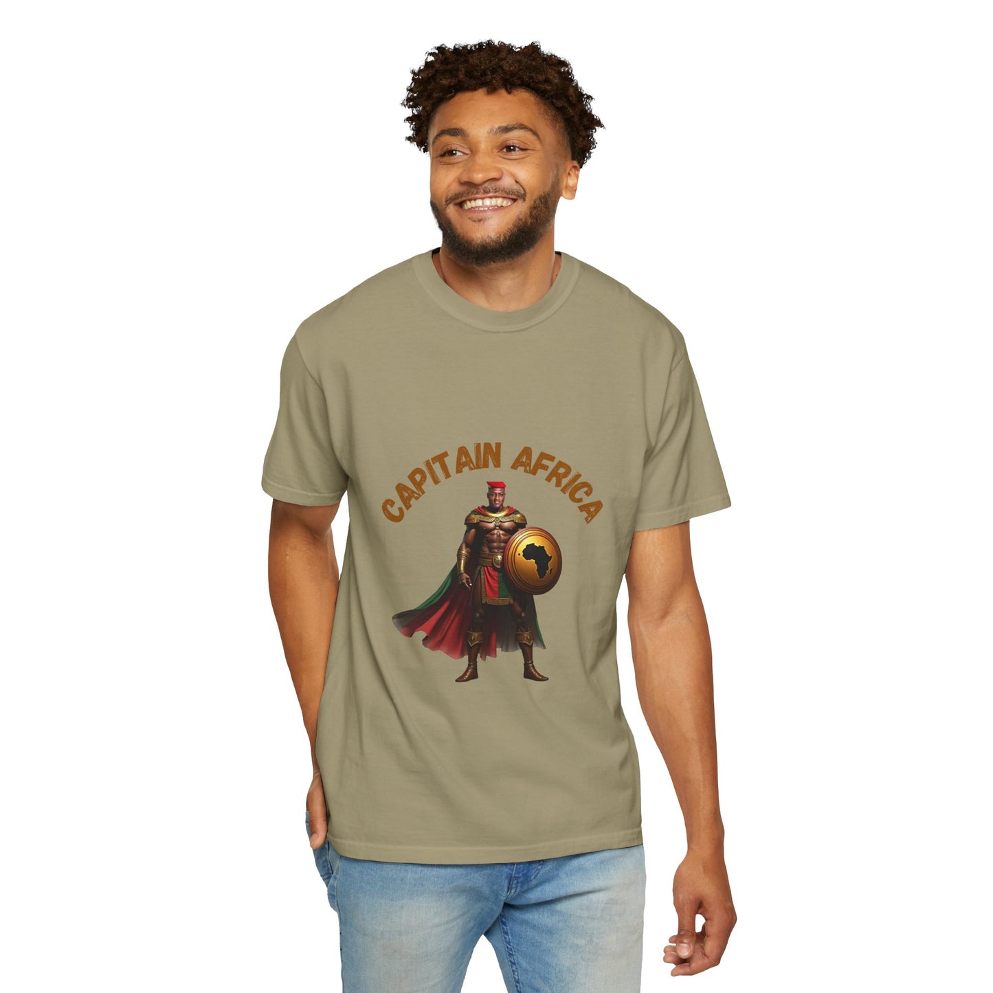 Captain Africa Unisex Garment-Dyed T-Shirt - Bold and Cultural Statement Tee