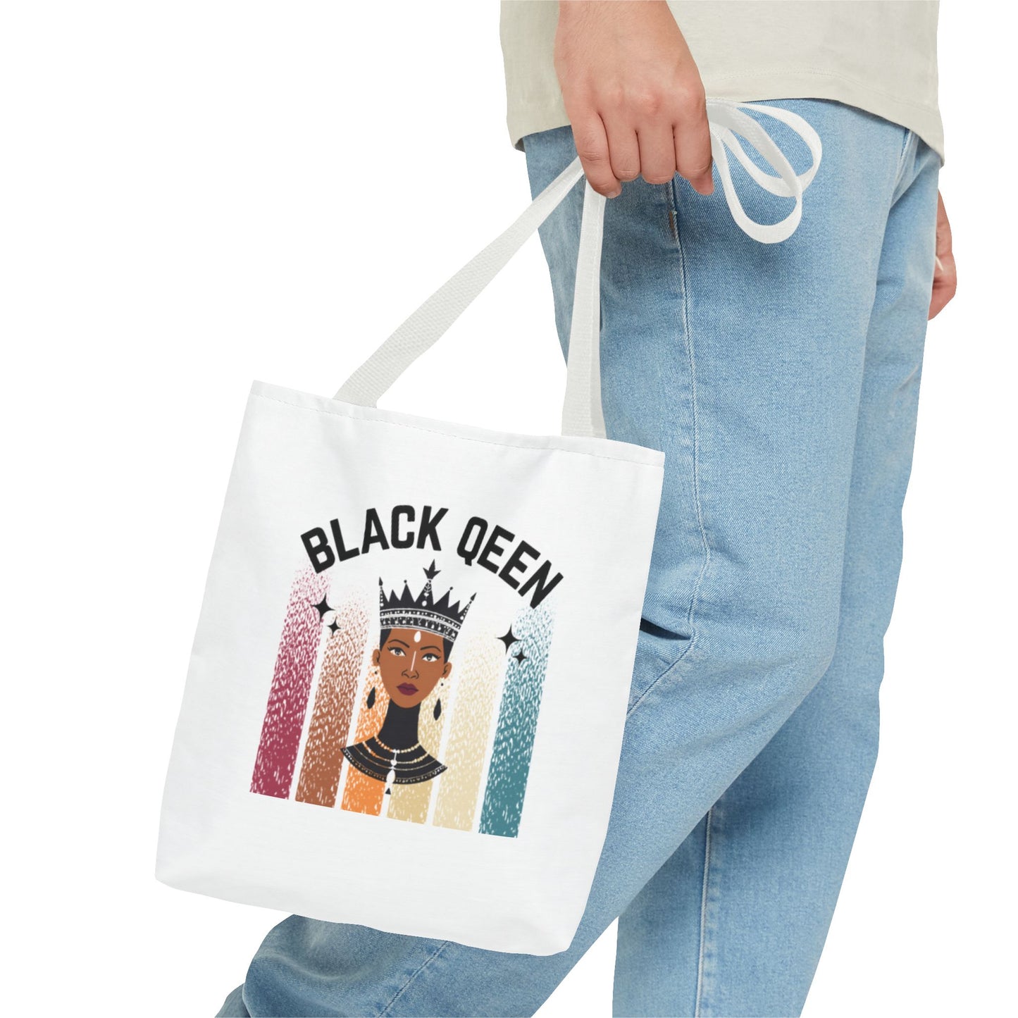 Black Queen Power Tote – Afrocentric Art Print, Durable Everyday Bag