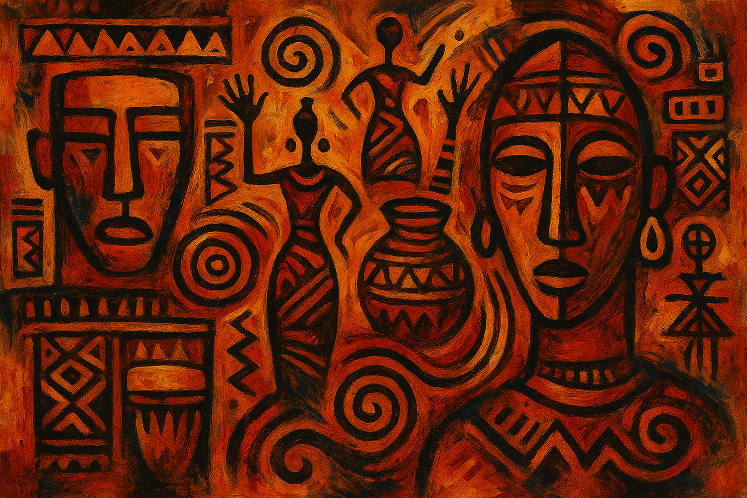 Generate an abstract art of African tribes