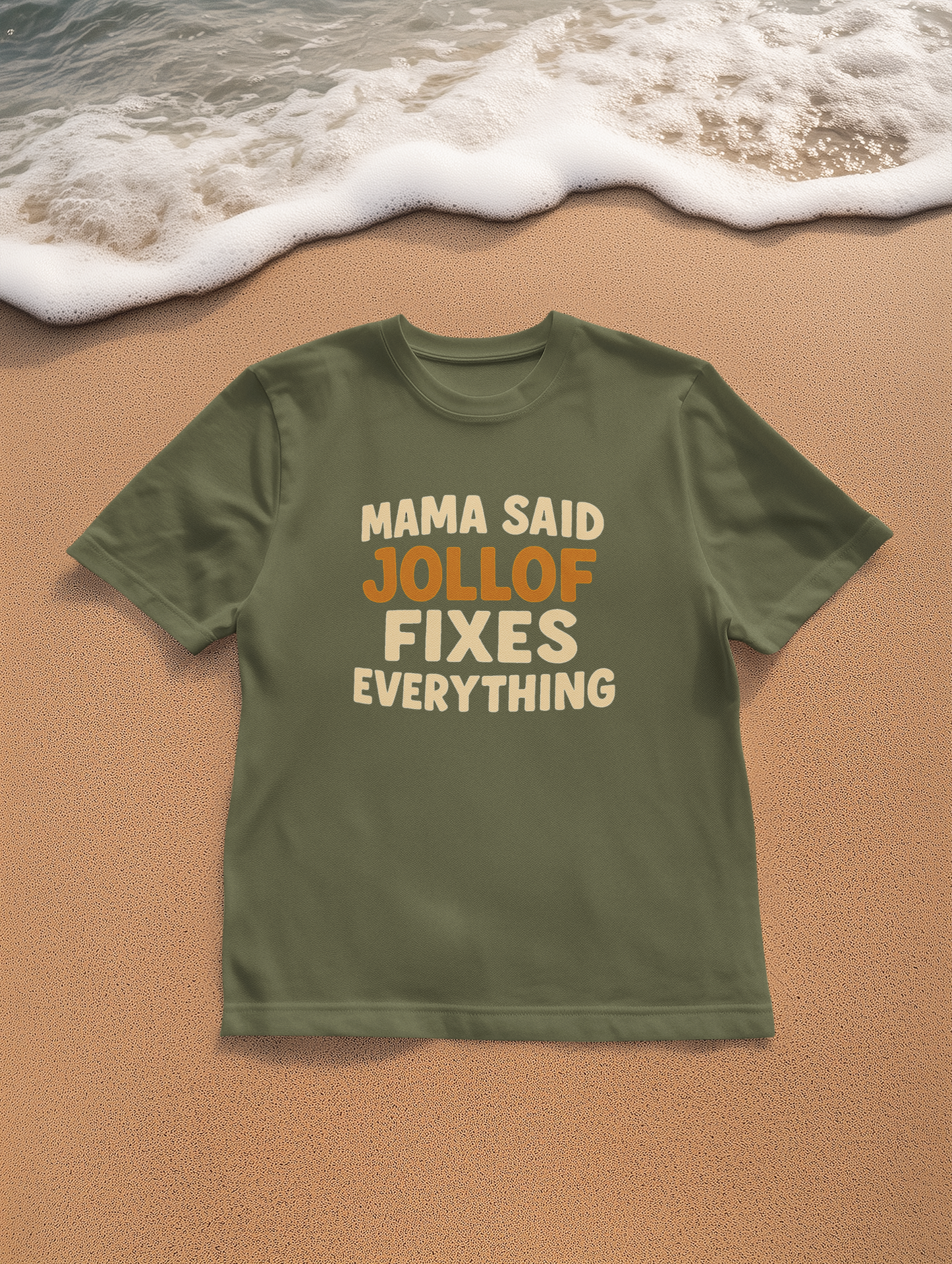 Mama Said Jollof Fixes Everything T-Shirt, Unisex Garment-Dyed Tee, Funny Foodie Shirt, Gift for Food Lovers, Casual Wear