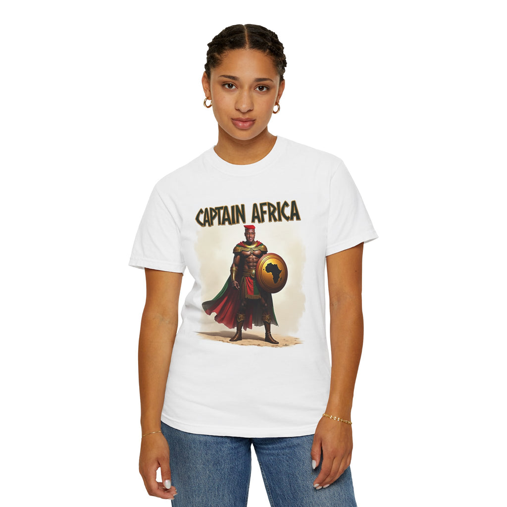 Captain Africa Unisex Garment-Dyed T-Shirt - Bold Graphic Tee for Fans of African Heroes