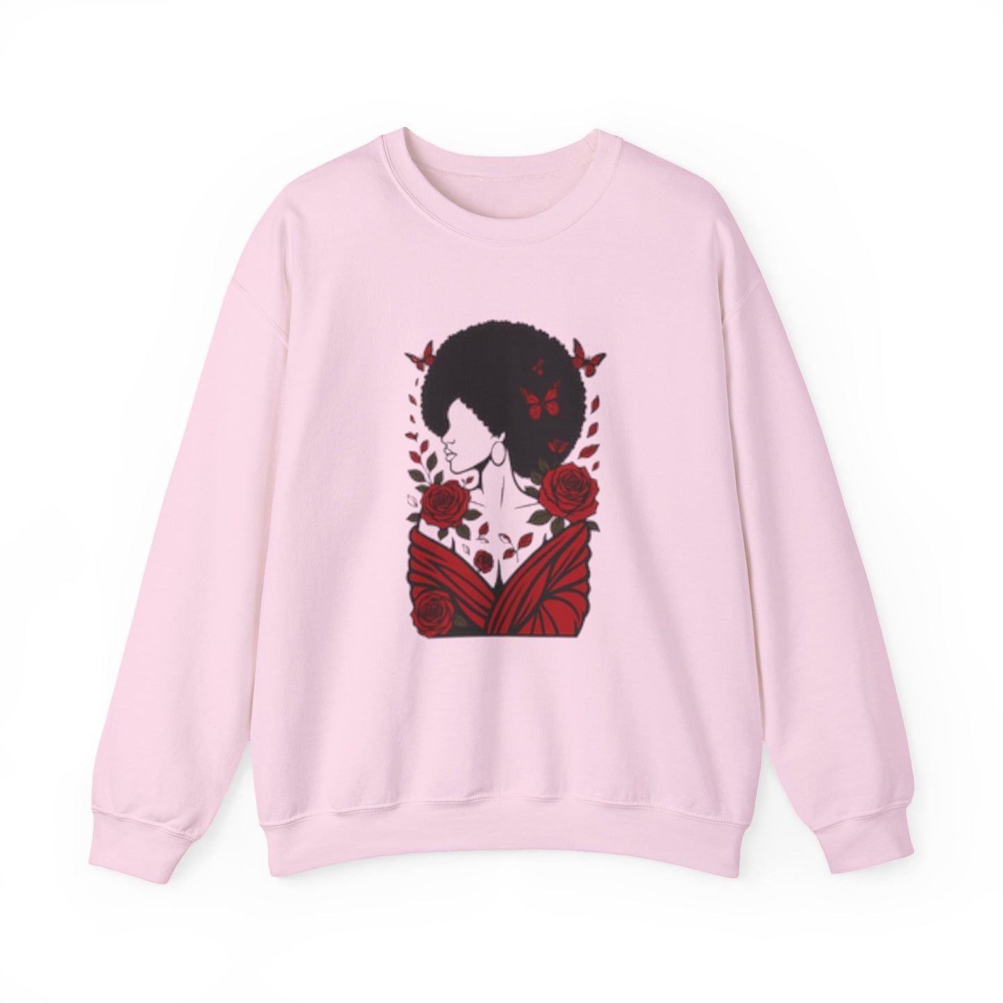 Red Roses and Butterflies Afro Art sweatshirt