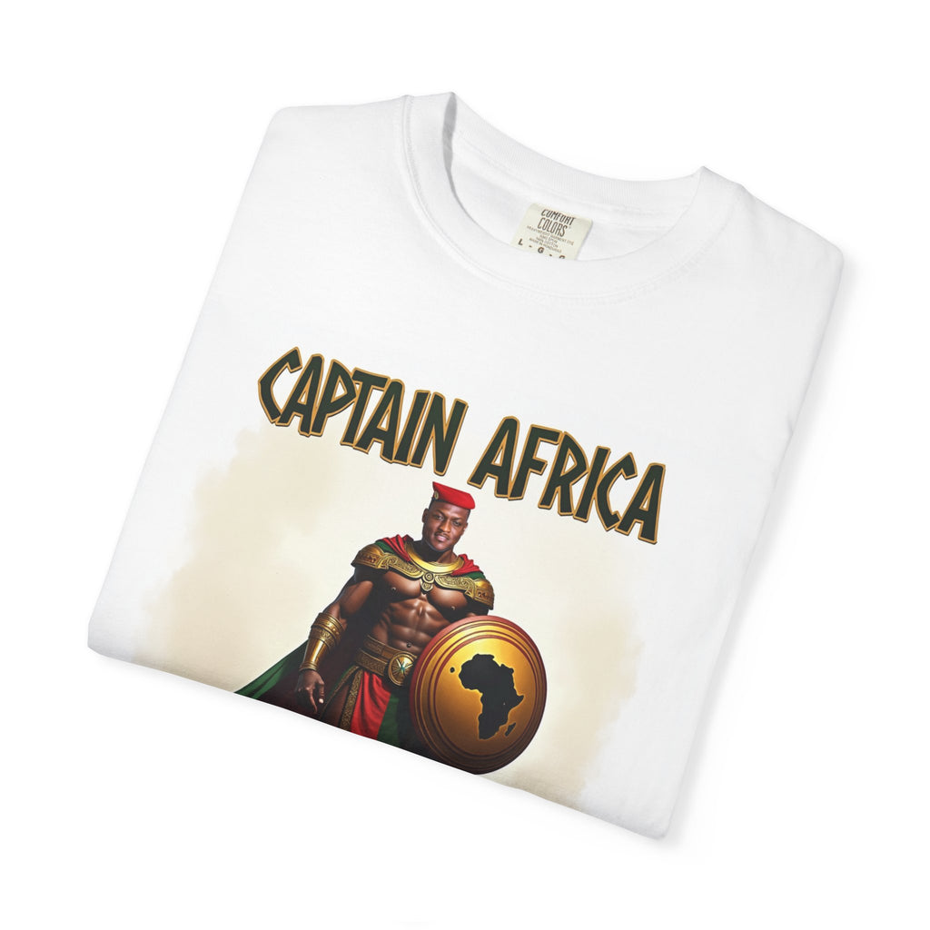Captain Africa Unisex Garment-Dyed T-Shirt - Bold Graphic Tee for Fans of African Heroes