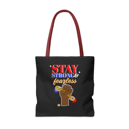 Stay Strong & Fearless Tote – Bold Afrocentric Print, Everyday Empowerment Bag
