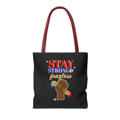 Stay Strong & Fearless Tote – Bold Afrocentric Print, Everyday Empowerment Bag