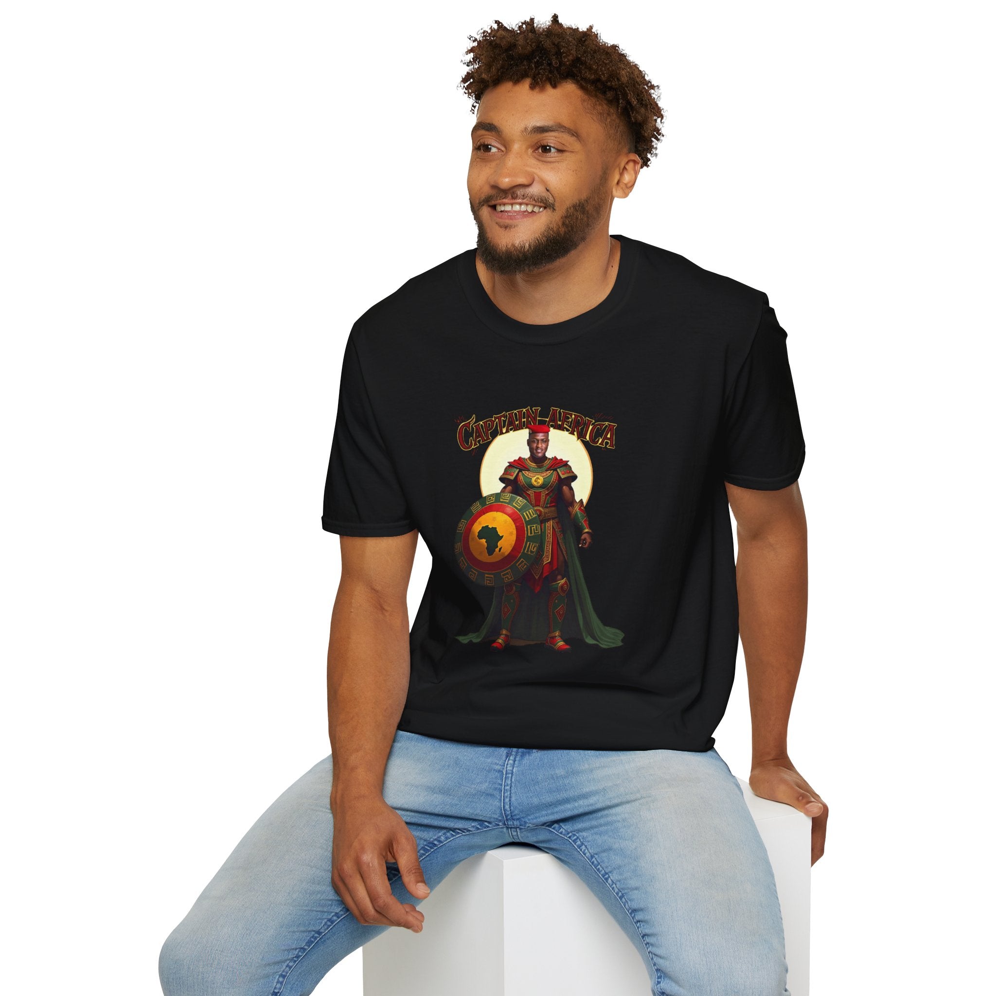 Captain Africa Unisex Softstyle T-Shirt, Comfortable Graphic Tee, Perfect for Gifts, Everyday Wear, Cultural Pride
