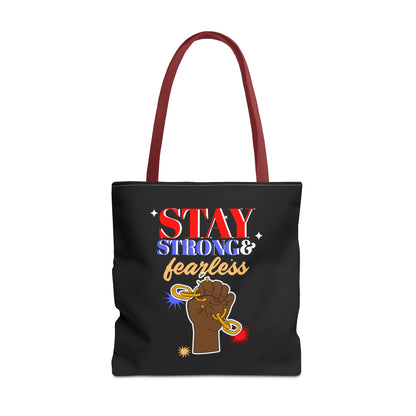 Stay Strong & Fearless Tote – Bold Afrocentric Print, Everyday Empowerment Bag