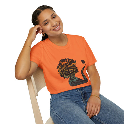 Empowering Afrocentric Woman Affirmation Tee, Self-Love Gift, Motivational Apparel