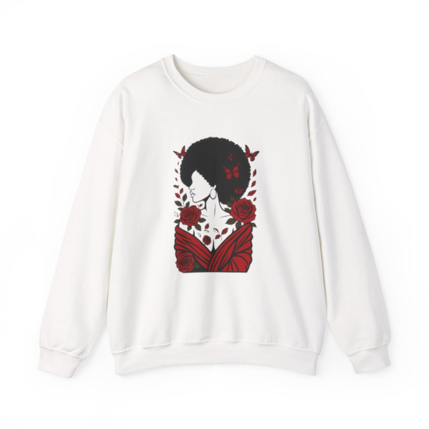 Red Roses and Butterflies Afro Art sweatshirt