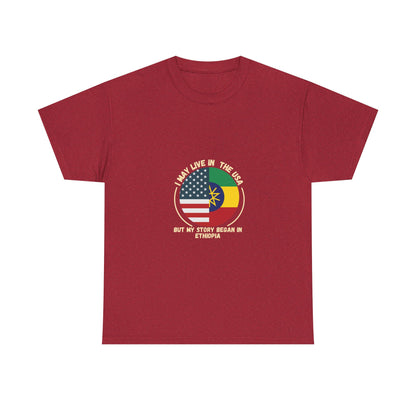 I May Live In The USA But My Story Began In Ethiopia tee