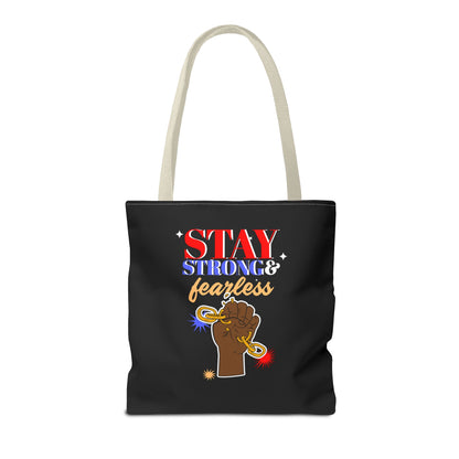 Stay Strong & Fearless Tote – Bold Afrocentric Print, Everyday Empowerment Bag