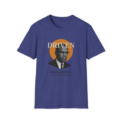 Driven Malcolm X Unisex Softstyle T-Shirt - Celebrate Civil Rights Leadership