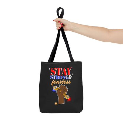 Stay Strong & Fearless Tote – Bold Afrocentric Print, Everyday Empowerment Bag