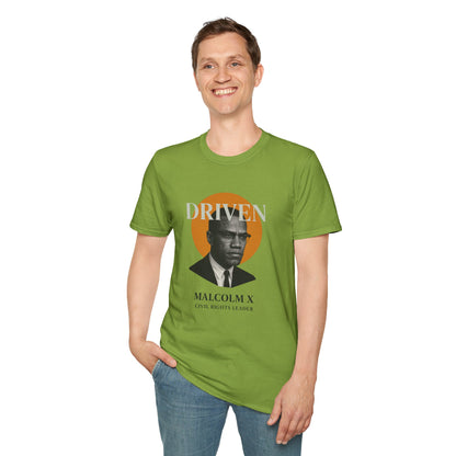 Driven Malcolm X Unisex Softstyle T-Shirt - Celebrate Civil Rights Leadership