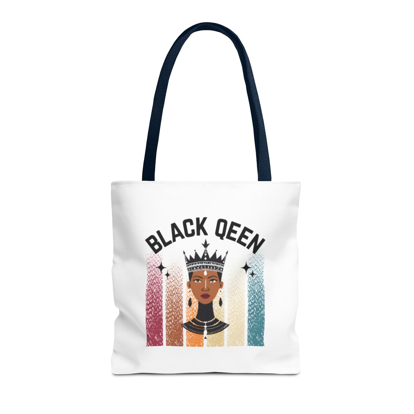 Black Queen Power Tote – Afrocentric Art Print, Durable Everyday Bag