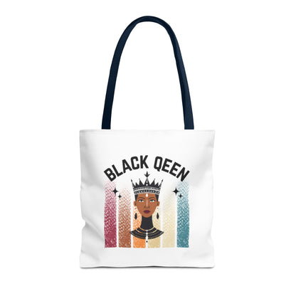 Black Queen Power Tote – Afrocentric Art Print, Durable Everyday Bag