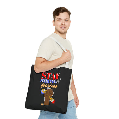 Stay Strong & Fearless Tote – Bold Afrocentric Print, Everyday Empowerment Bag