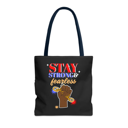 Stay Strong & Fearless Tote – Bold Afrocentric Print, Everyday Empowerment Bag