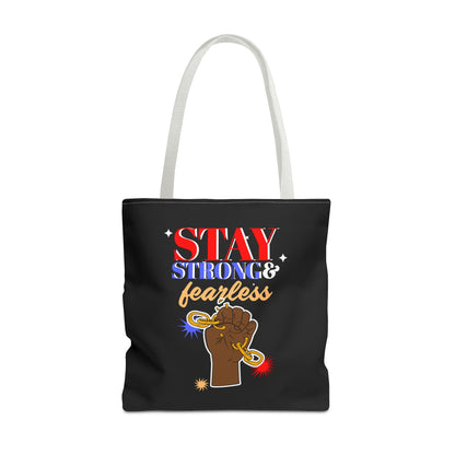 Stay Strong & Fearless Tote – Bold Afrocentric Print, Everyday Empowerment Bag