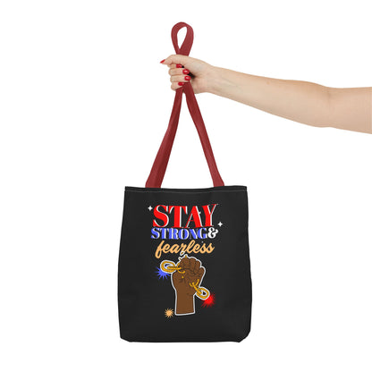 Stay Strong & Fearless Tote – Bold Afrocentric Print, Everyday Empowerment Bag