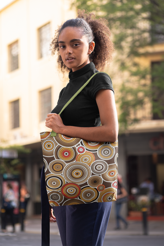 African Print Tote Bag – Echo Circles Pattern | Cultural Heritage Design