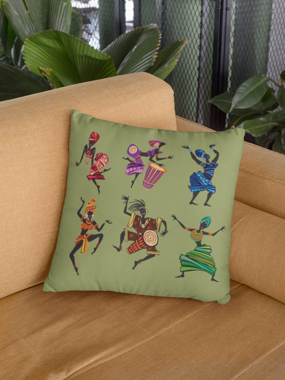 Vibrant African Dance Throw Pillow