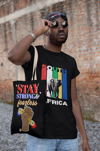 Stay Strong & Fearless Tote – Bold Afrocentric Print, Everyday Empowerment Bag