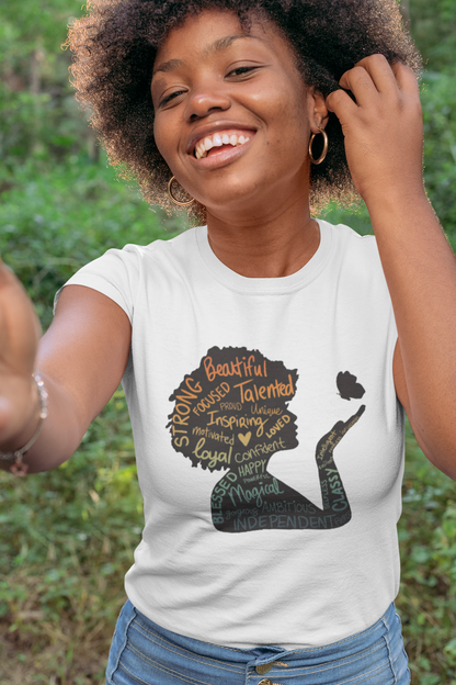 Empowering Afrocentric Woman Affirmation Tee, Self-Love Gift, Motivational Apparel